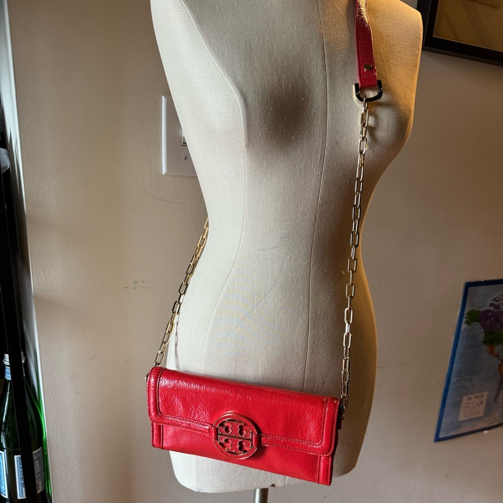 Tory Burch Red Crossbody Bag with Chain Strap